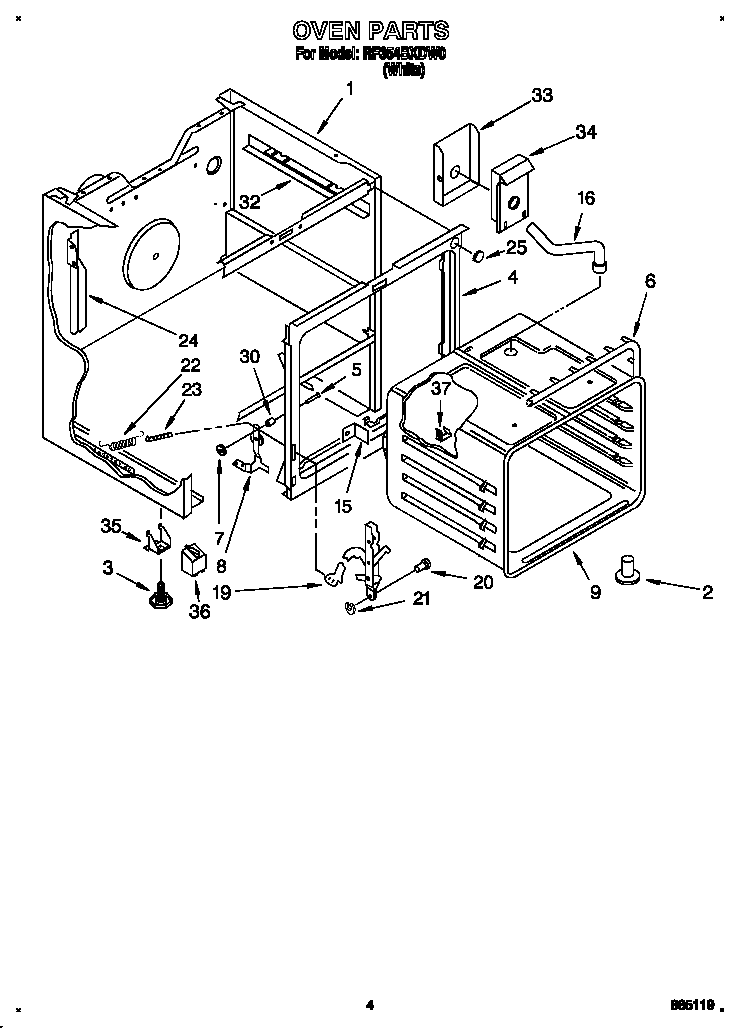 Whirlpool RF354BXDW0 oven diagram