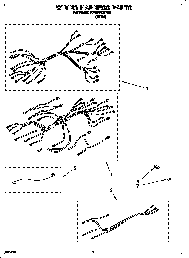 Whirlpool RF354BXDW0 wiring harness diagram