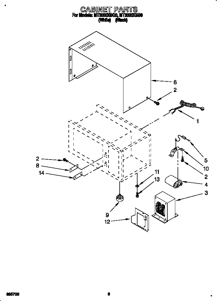 Whirlpool MT3090XBB0 cabinet diagram