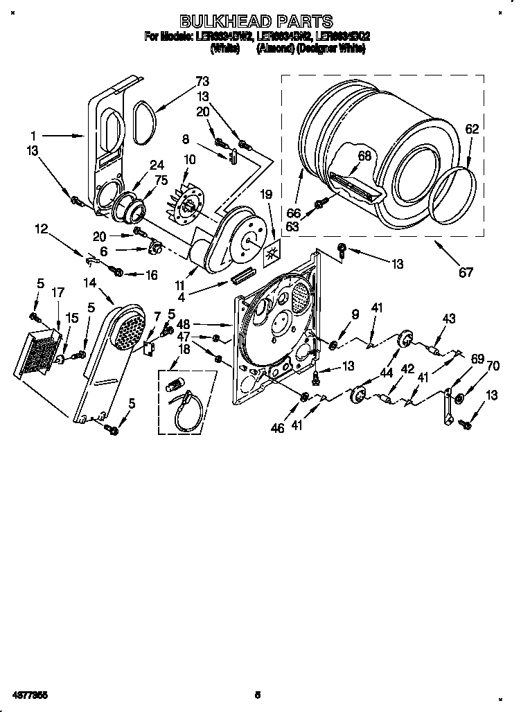 Whirlpool LER6634BN2 bulkhead diagram