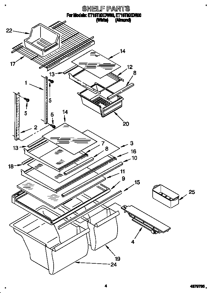 Whirlpool ET18TMXDW00 shelf diagram