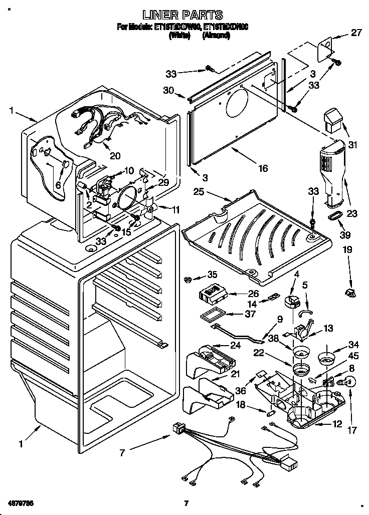 Whirlpool ET18TMXDW00 liner diagram