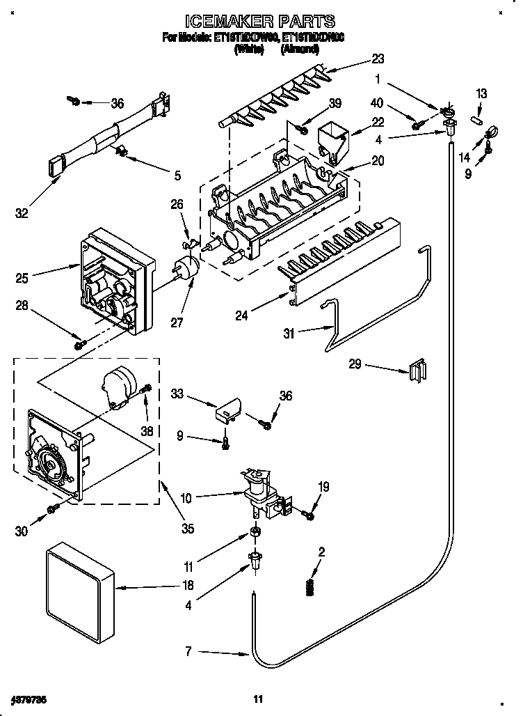 Whirlpool ET18TMXDW00 icemaker diagram