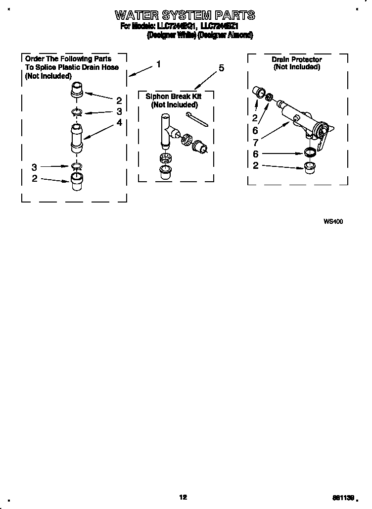 Whirlpool LLC7244BQ1 water system diagram