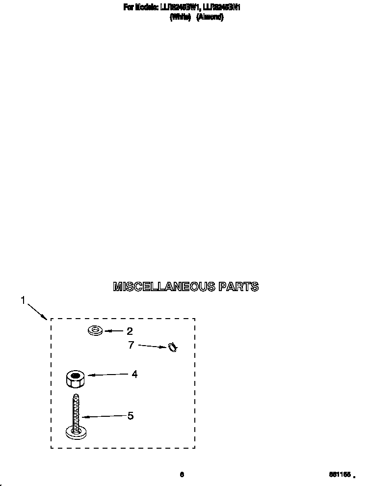 Whirlpool LLR8245BN1 miscellaneous diagram
