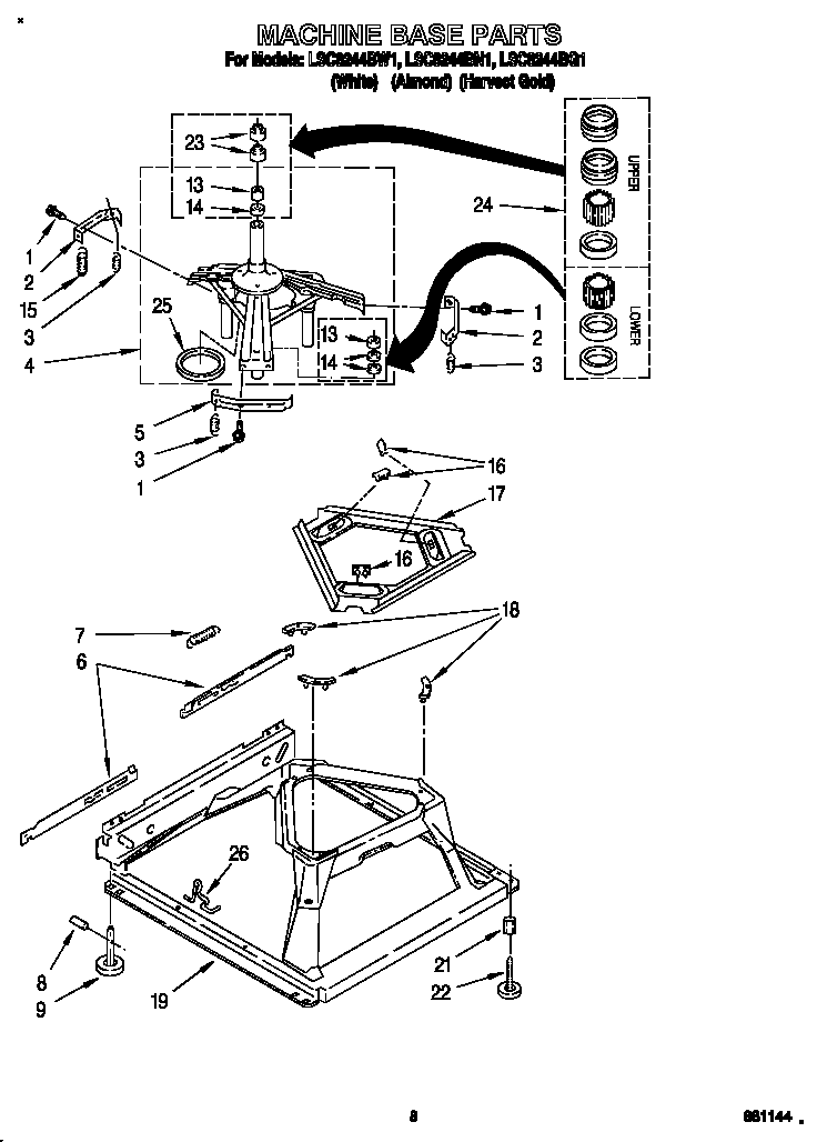 Whirlpool LSC8244BW1 machine base diagram
