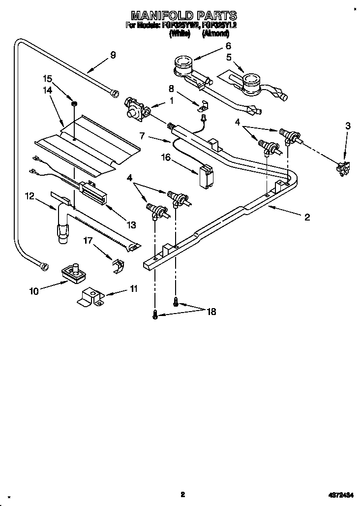 Roper FGP325YL2 manifold diagram