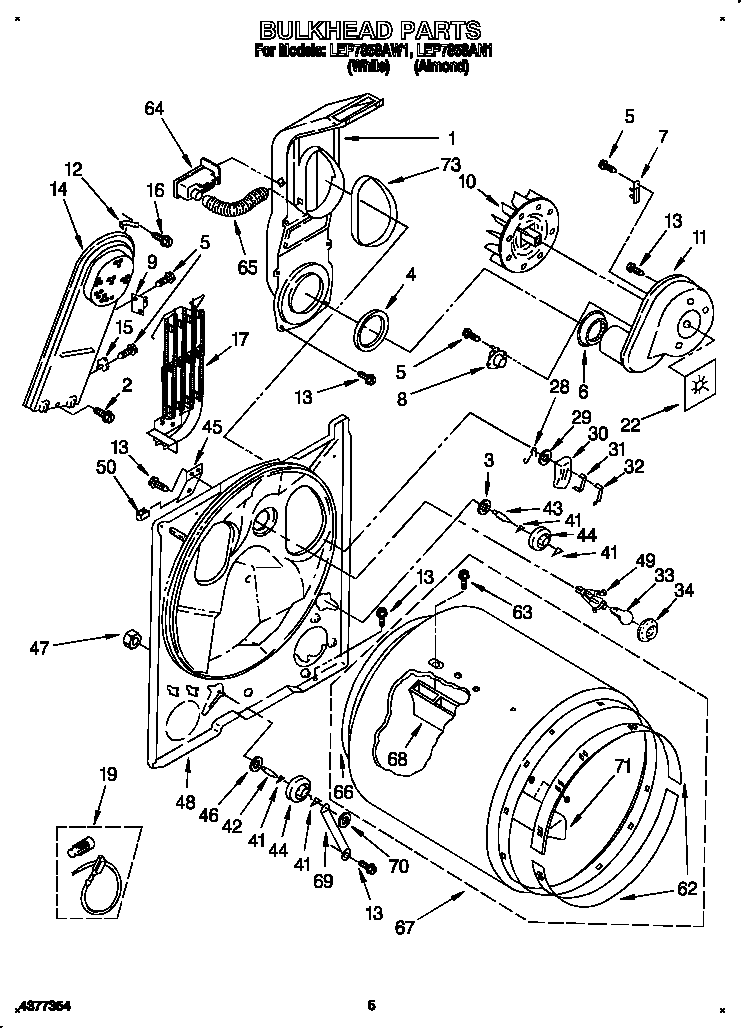 Whirlpool LEP7858AW1 bulkhead diagram