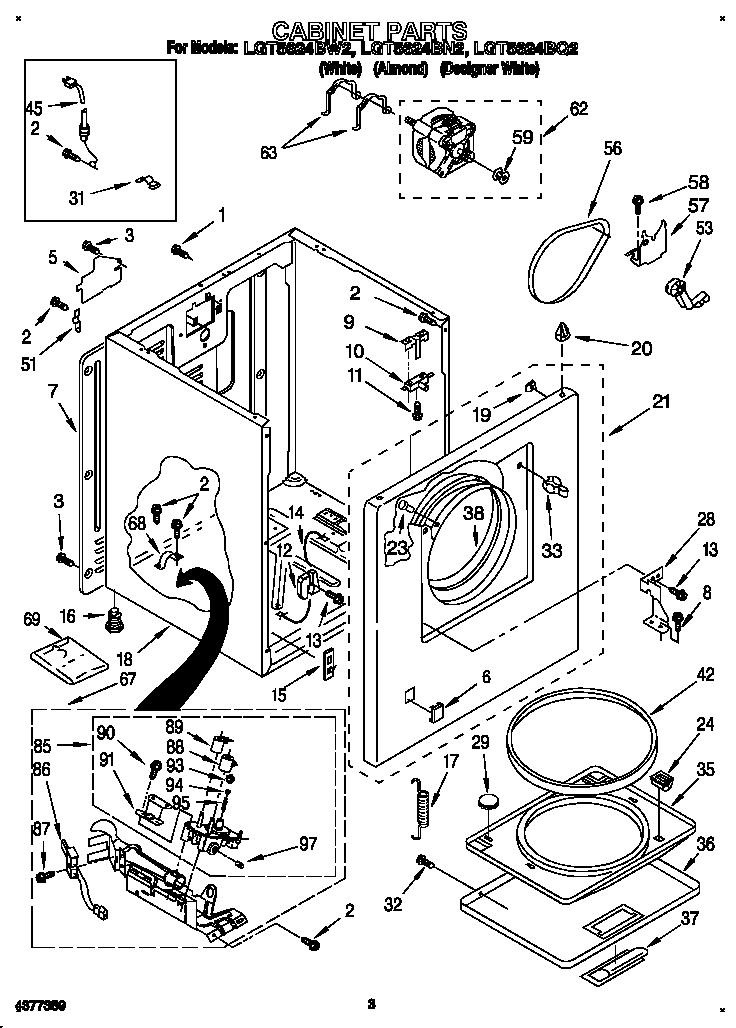 Whirlpool LGT5624BW2 cabinet diagram