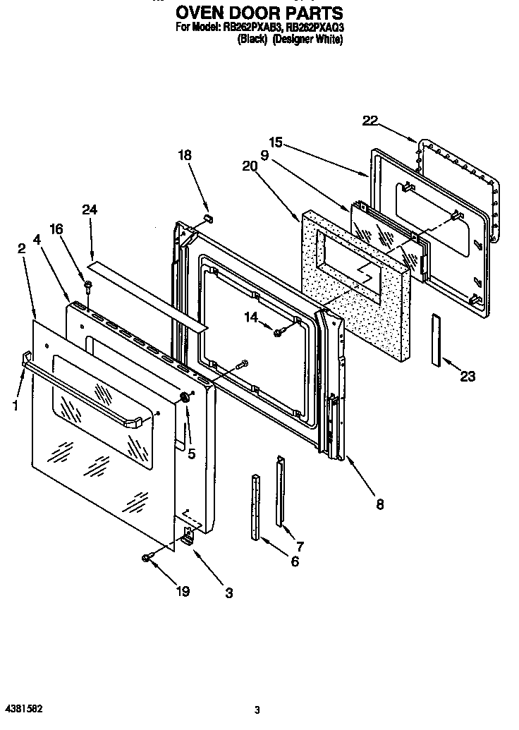Whirlpool RB262PXAB3 oven door diagram