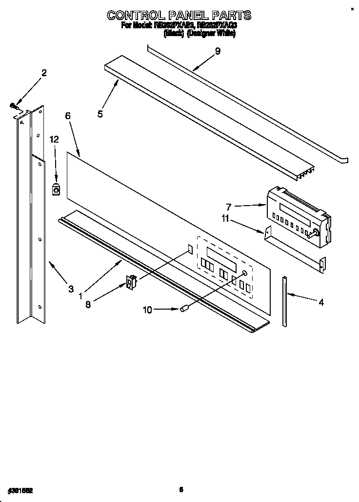 Whirlpool RB262PXAB3 control panel diagram