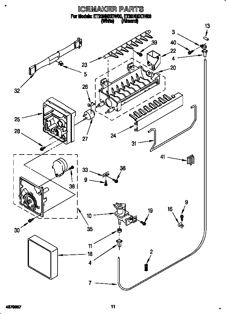 Whirlpool ET20NMXDW00 icemaker diagram