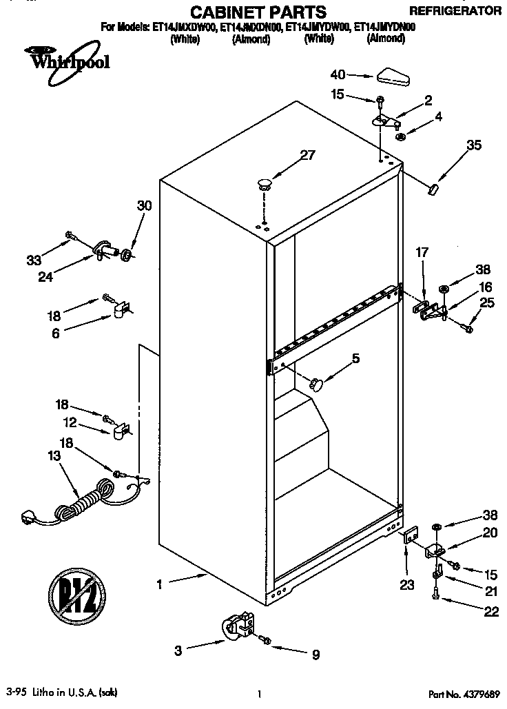Whirlpool ET14JMXDW00 cabinet diagram