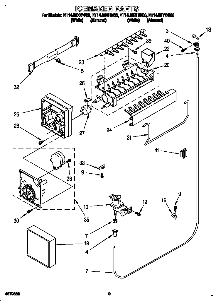 Whirlpool ET14JMXDW00 icemaker diagram