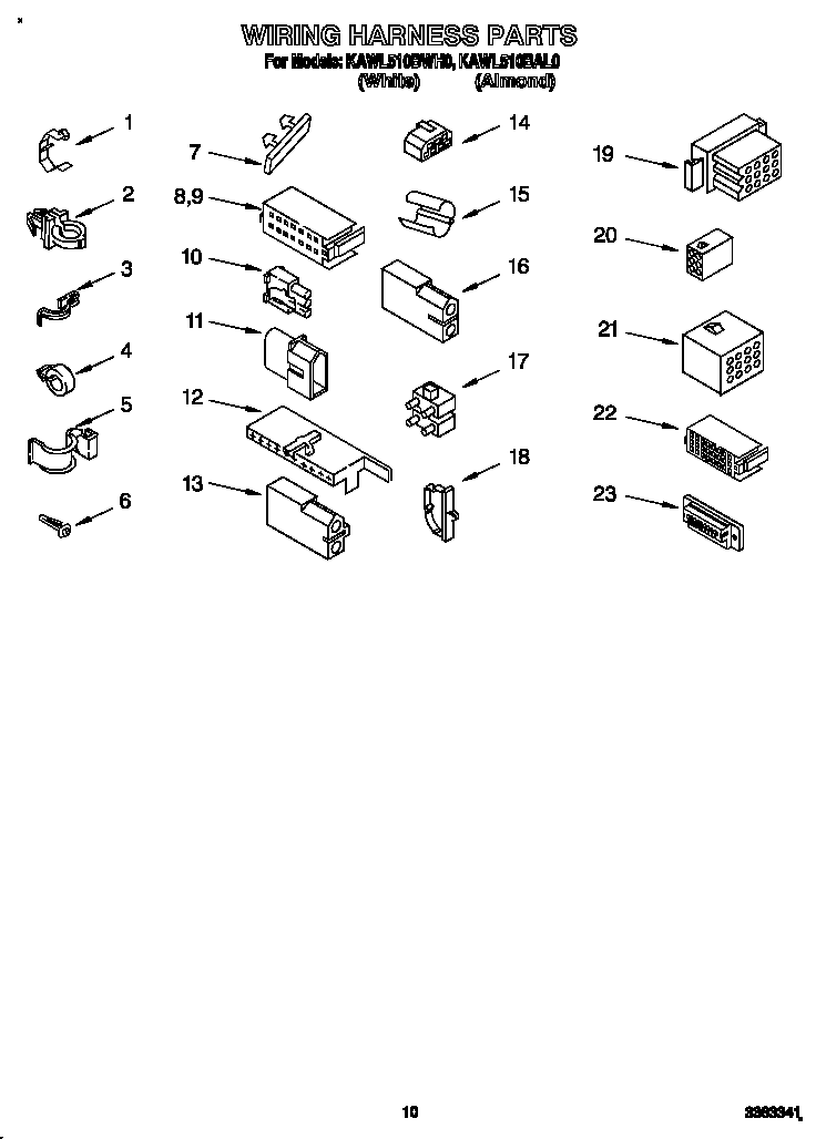 KitchenAid KAWL510BWH0 wiring harness diagram