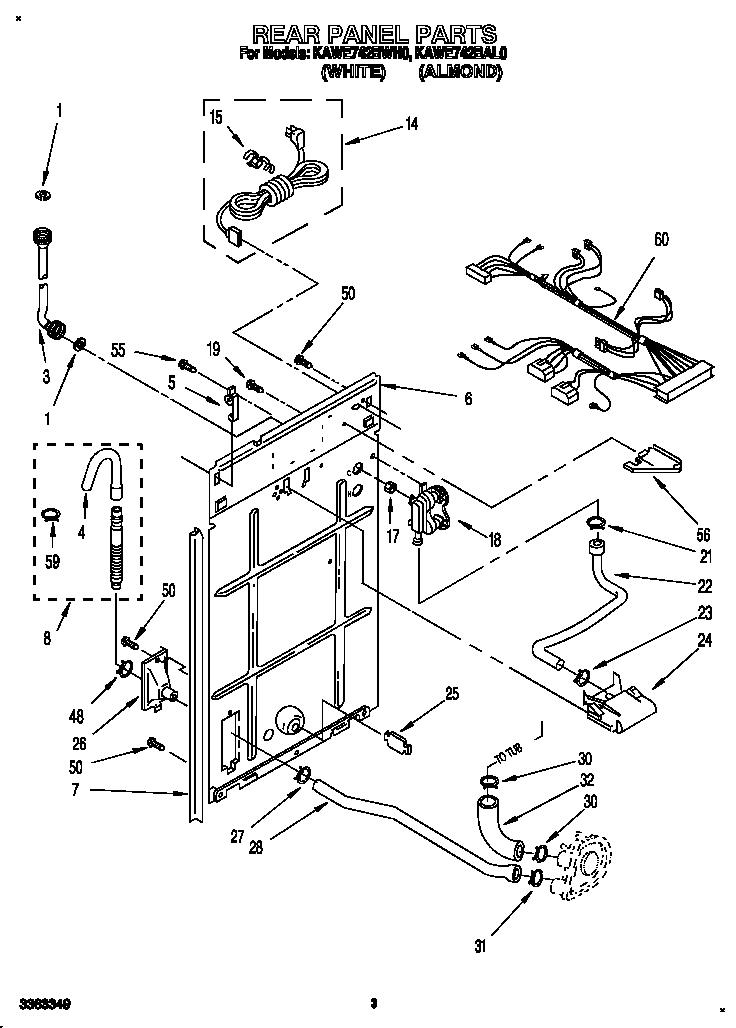 KitchenAid KAWE742BAL0 rear panel diagram