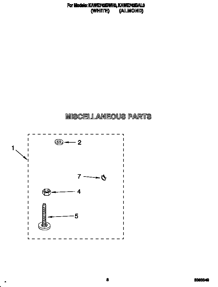 KitchenAid KAWE742BAL0 miscellaneous diagram