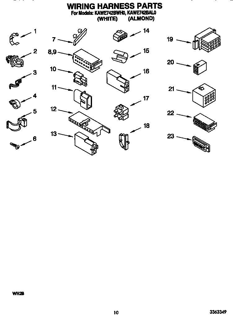 KitchenAid KAWE742BAL0 wiring harness diagram