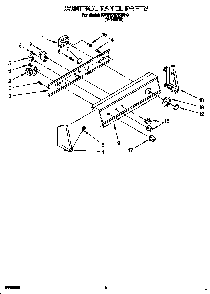 KitchenAid KAWE767BWH0 control panel diagram