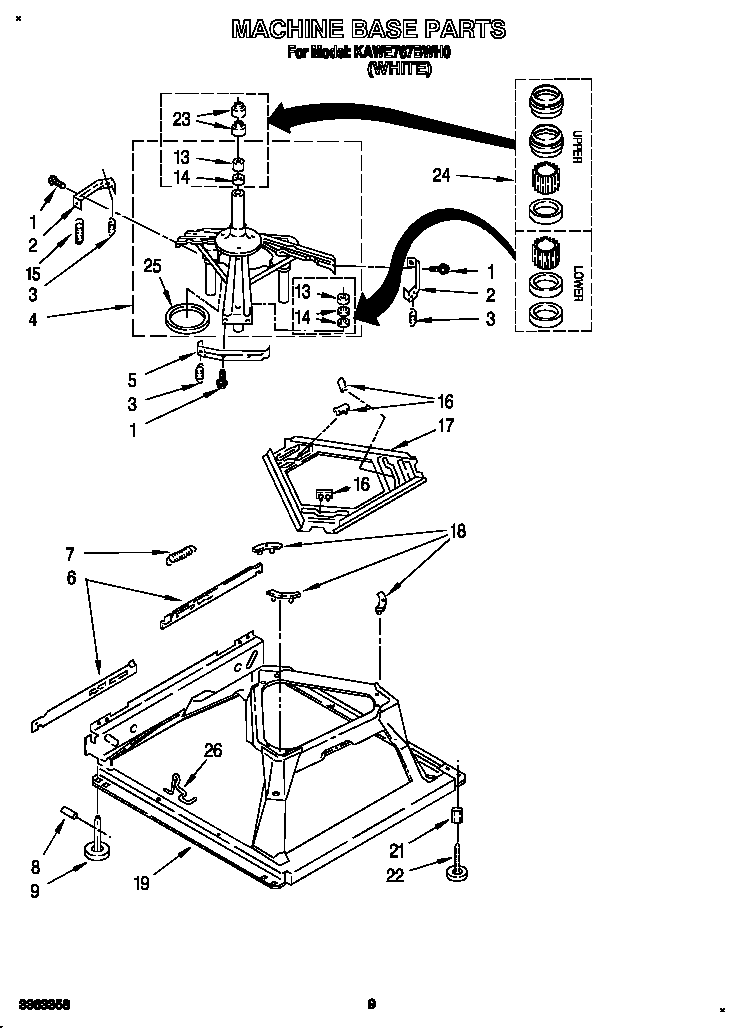 KitchenAid KAWE767BWH0 machine base diagram