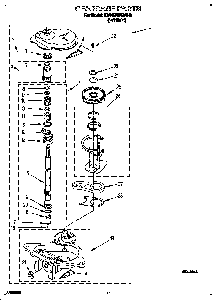 KitchenAid KAWE767BWH0 gearcase diagram