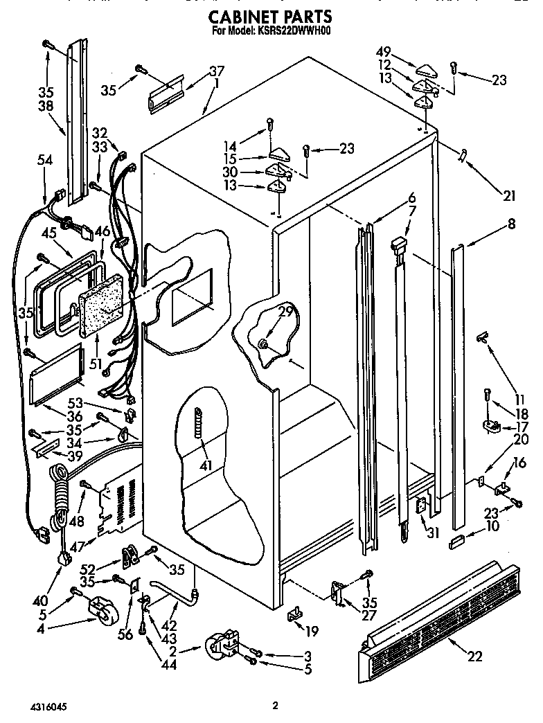 KitchenAid KSRS22DWWH00 cabinet diagram