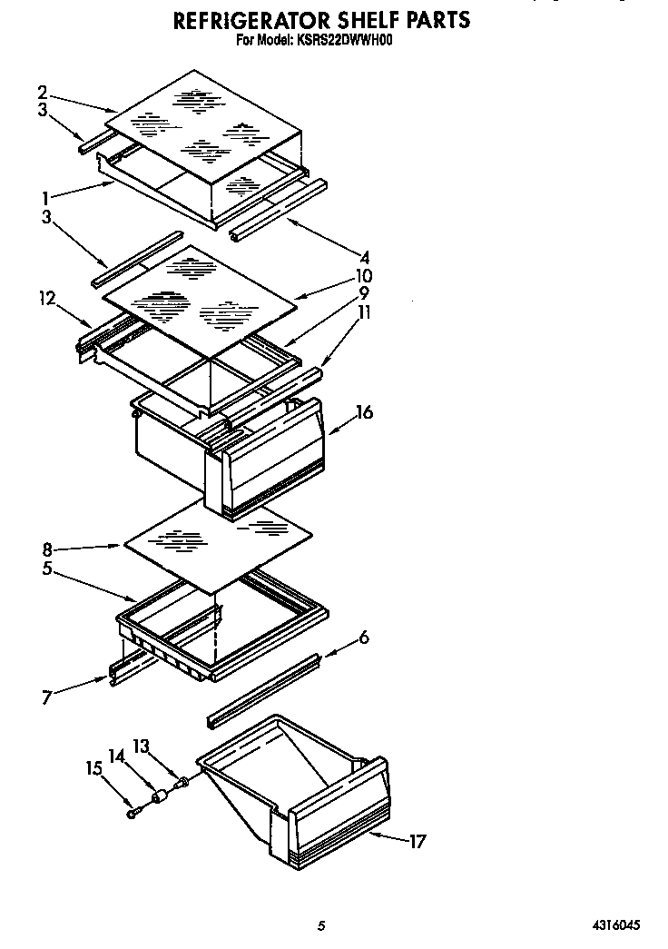 KitchenAid KSRS22DWWH00 refrigerator shelf diagram