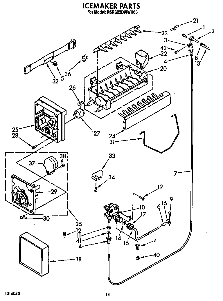 KitchenAid KSRS22DWWH00 ice maker diagram