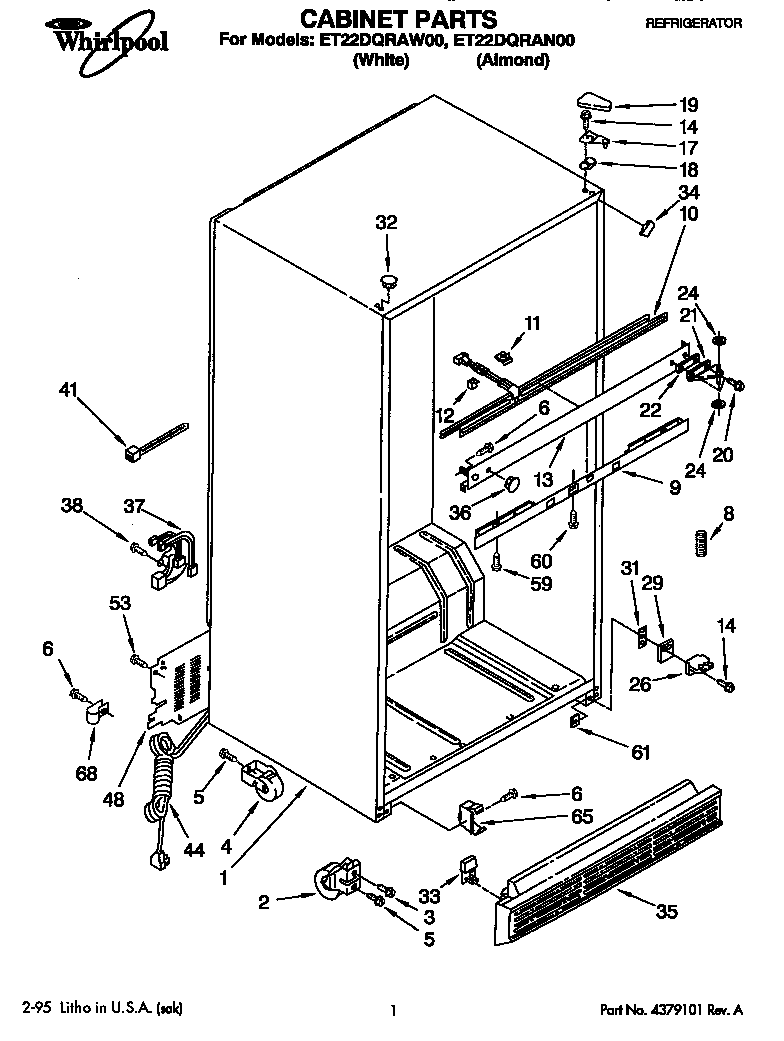 Whirlpool ET22DQRAN00 cabinet diagram