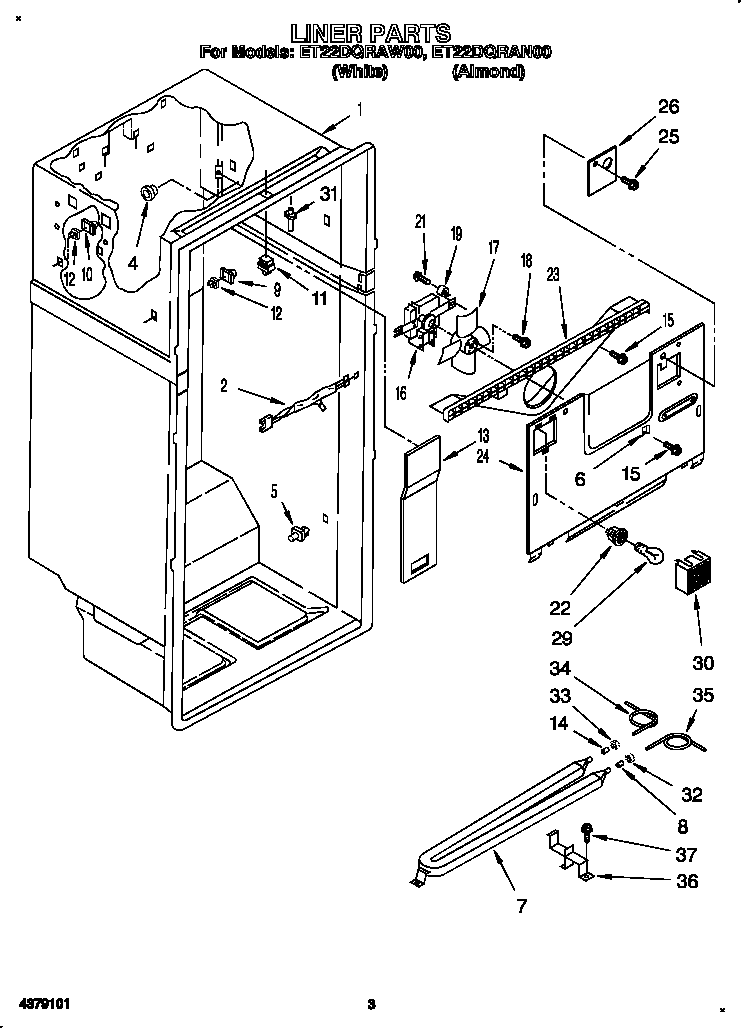 Whirlpool ET22DQRAN00 liner diagram