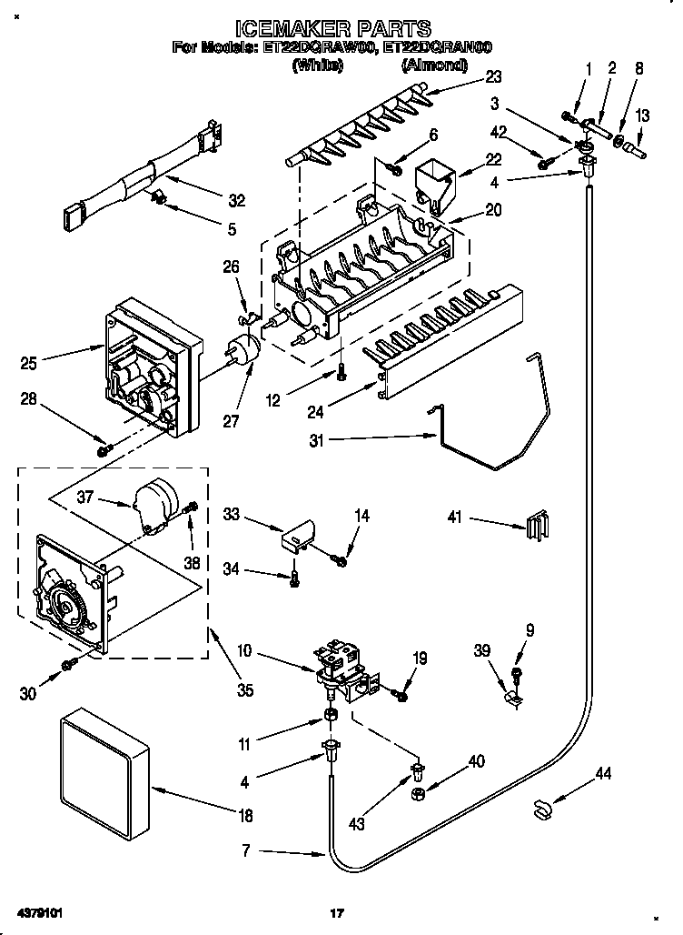 Whirlpool ET22DQRAN00 icemaker diagram