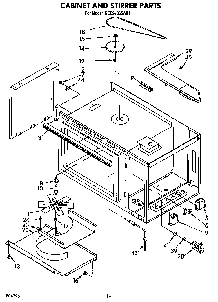 KitchenAid KEES705SWB1 cabinet and stirrer diagram