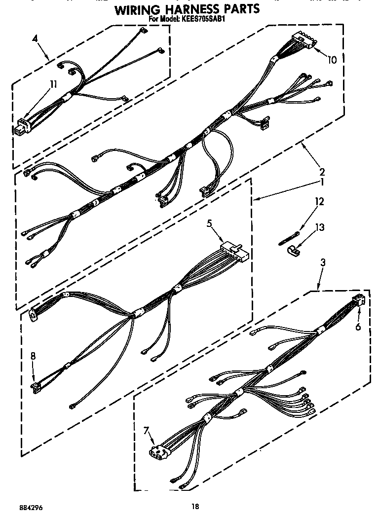 KitchenAid KEES705SWB1 wiring harness diagram