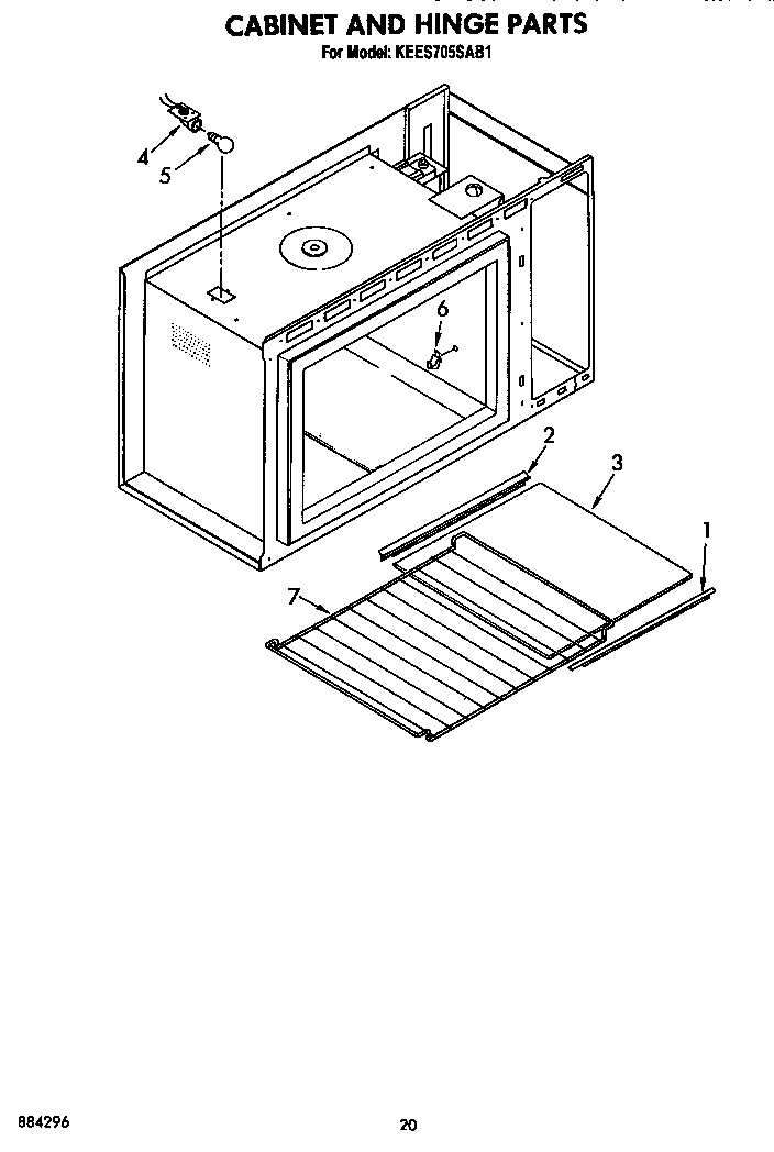 KitchenAid KEES705SWB1 cabinet and hinge diagram