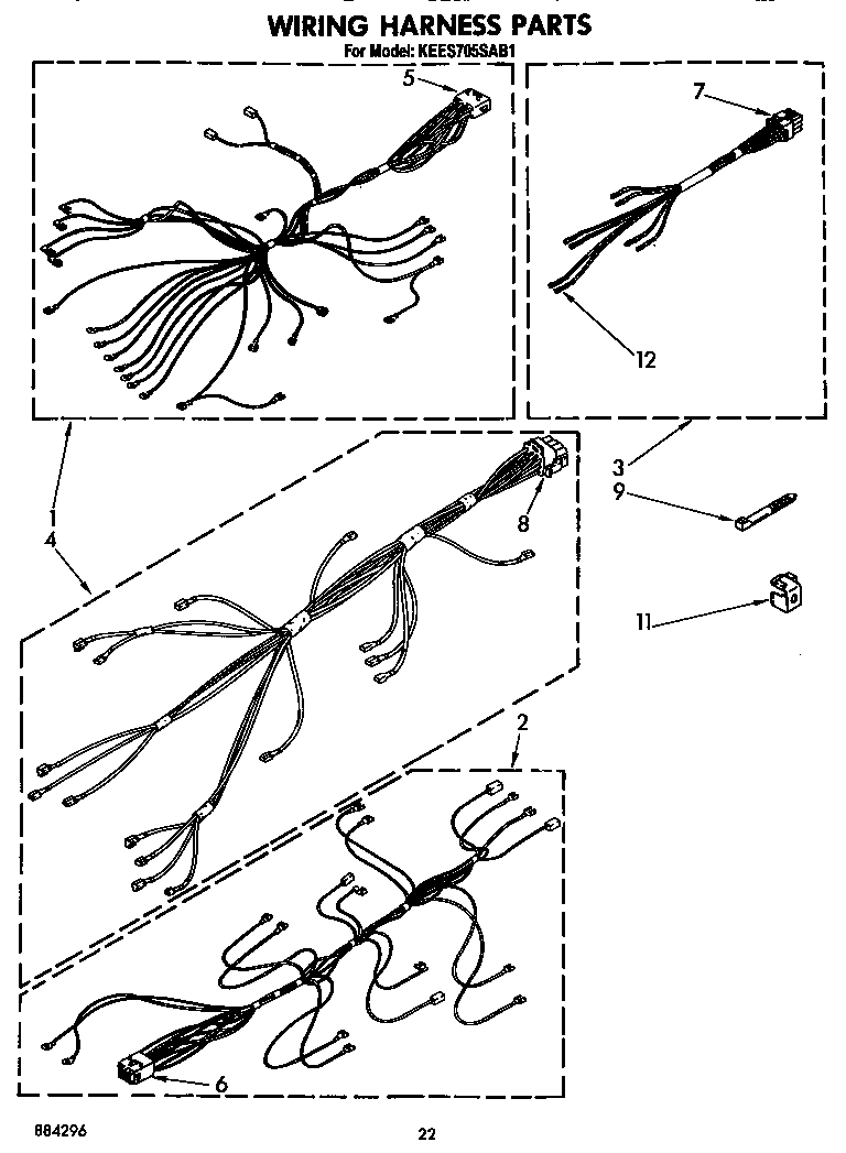 KitchenAid KEES705SWB1 wiring harness (continued) diagram