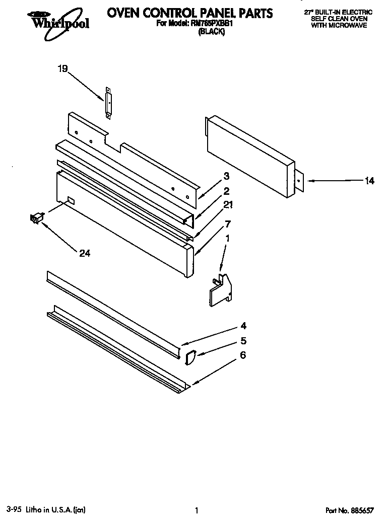 Whirlpool RM765PXBB1 oven control panel diagram