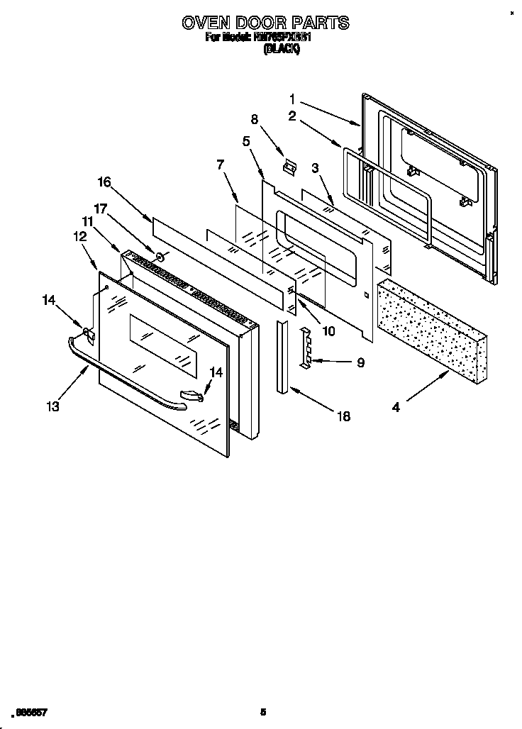 Whirlpool RM765PXBB1 oven door diagram