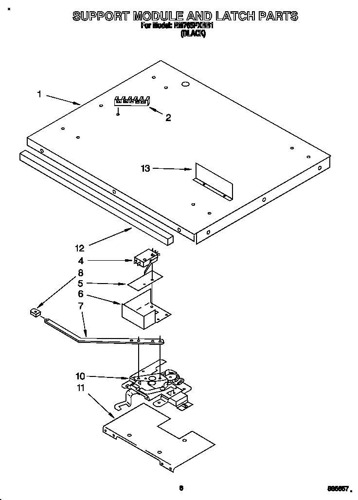 Whirlpool RM765PXBB1 support module and latch diagram