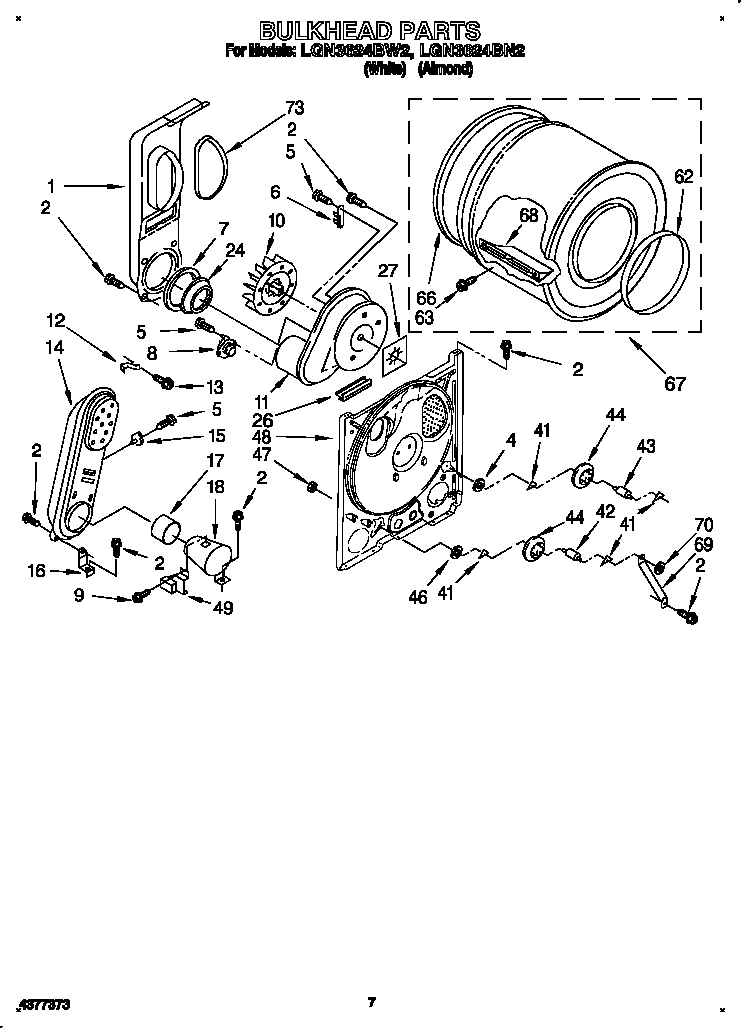 Whirlpool LGN3624BN2 bulkhead diagram