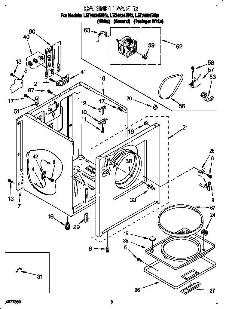 Whirlpool LER4624BN2 cabinet diagram