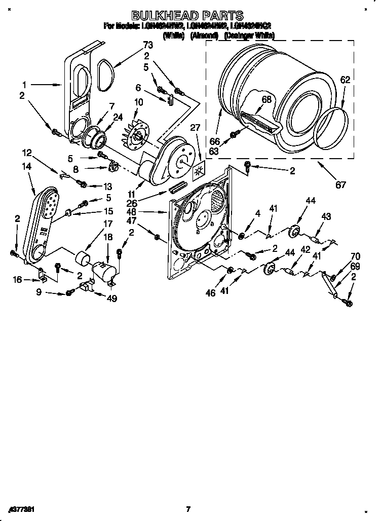 Whirlpool LGR4624BW2 bulkhead diagram