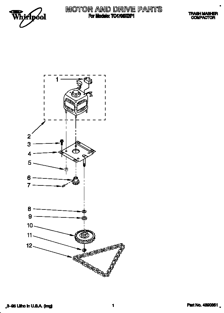 Whirlpool TC4700XBP1 motor and drive diagram
