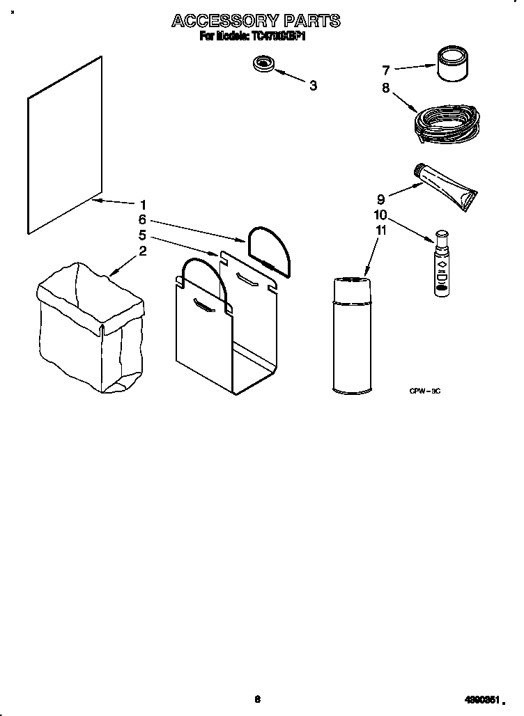 Whirlpool TC4700XBP1 accessory diagram