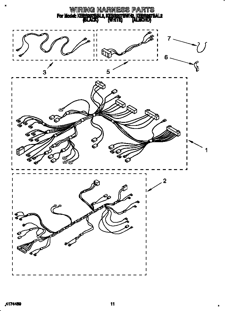 KitchenAid KEBS207BWH2 wiring harness diagram