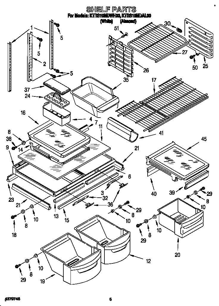 KitchenAid KTRS19MDAL00 shelf diagram