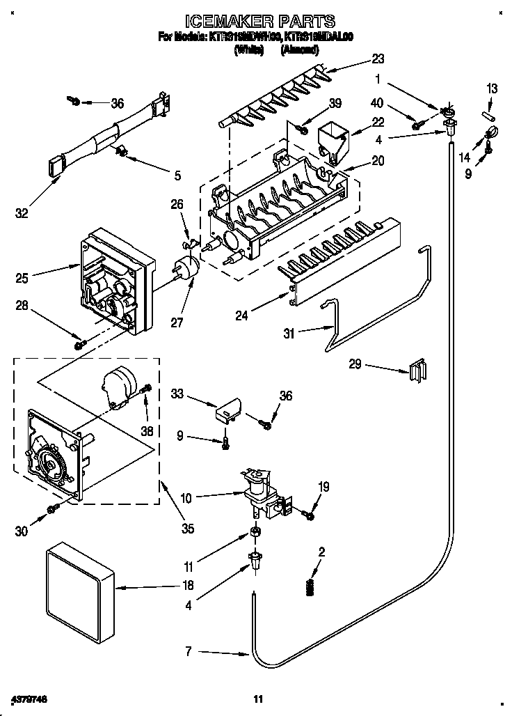 KitchenAid KTRS19MDAL00 icemaker diagram