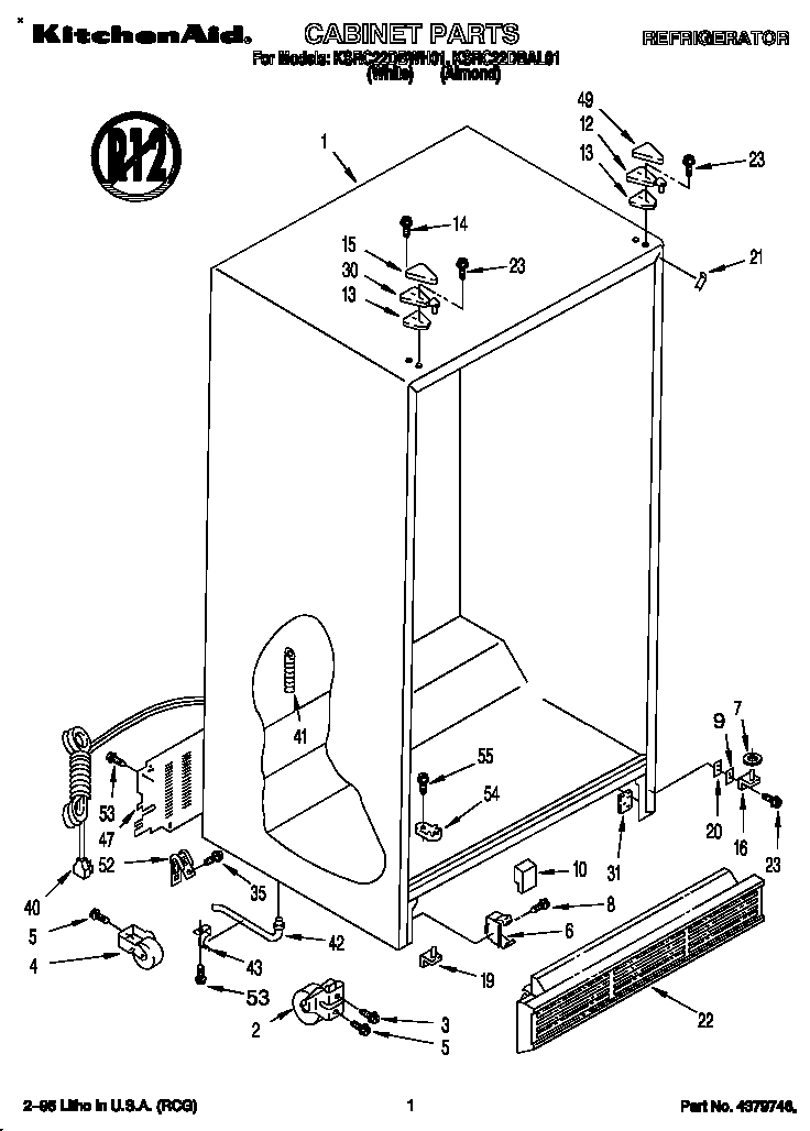 KitchenAid KSRC22DBAL01 cabinet diagram