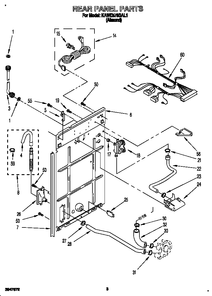 KitchenAid KAWE578BAL1 rear panel diagram