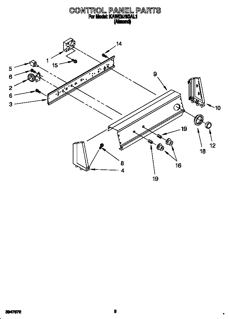 KitchenAid KAWE578BAL1 control panel diagram