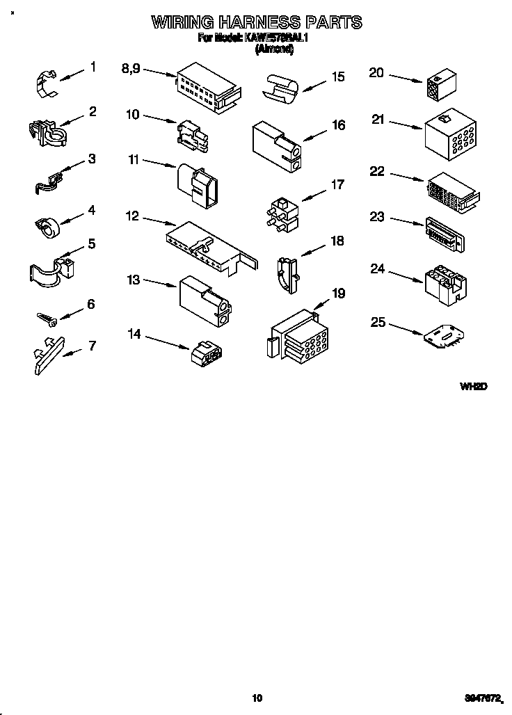 KitchenAid KAWE578BAL1 wiring harness diagram